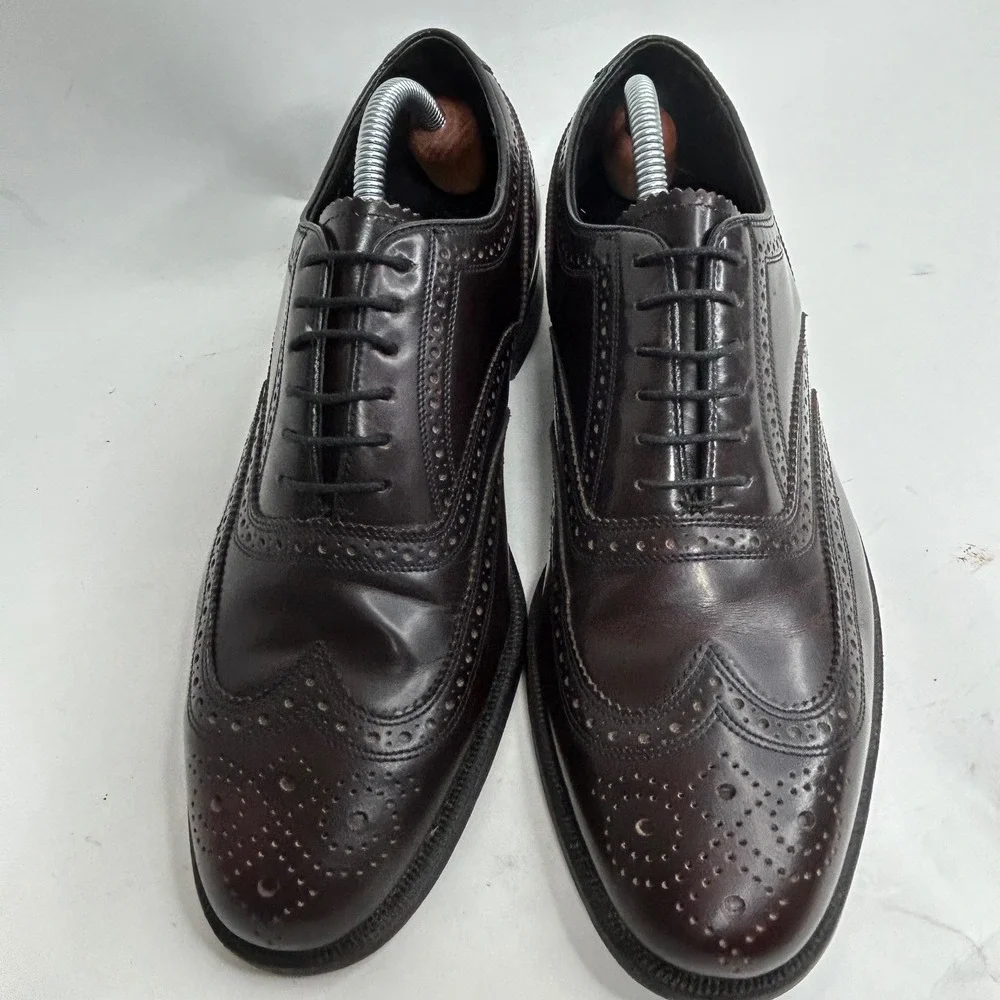 Florsheim Imperial Mens 8D Burgundy Leather Wingtip Oxford Brogue Shoes USA Made